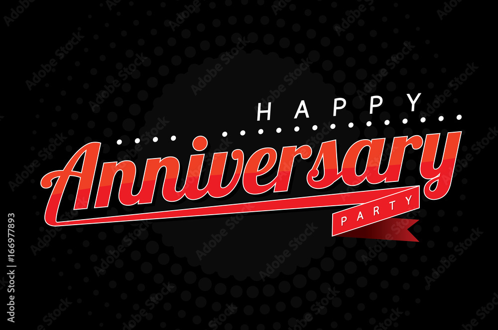 happy anniversary party, logo, banner design on black background Stock  Vector | Adobe Stock