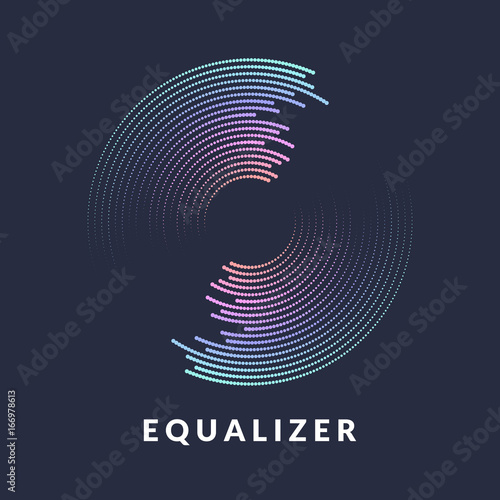Poster of the sound wave. Vector illustration on dark background