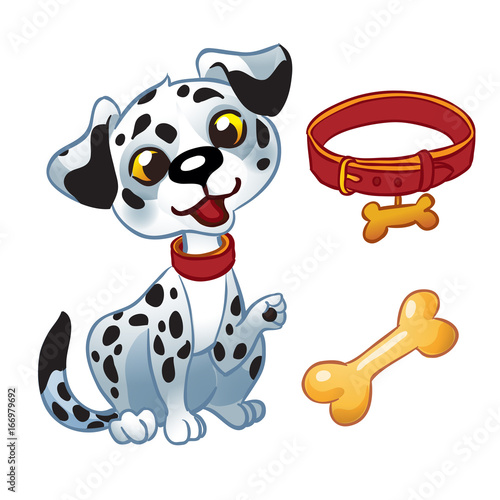 Dogs Set of accessories for dogs. Cartoon style. Vector illustration isolated on white