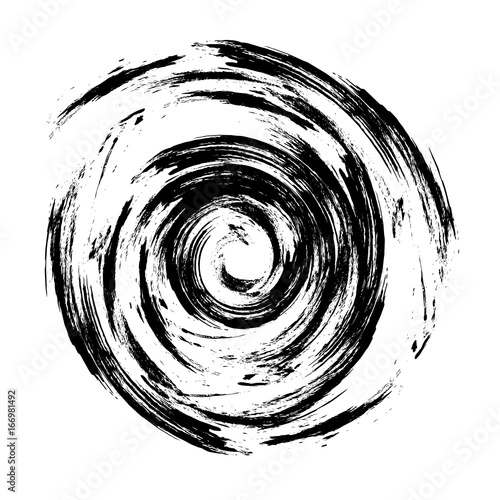 Vector spiral . paintbrush . Grunge Black and White stamp . Distress banner . Border for your Design .circular brush stroke