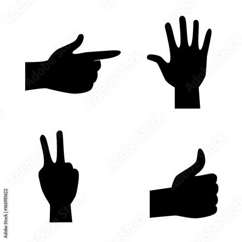 Hand gesture vector icon set.
