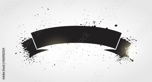 Black ribbon with paint splashes. Vector illustration