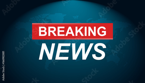 Breaking news vector icon. News with world map flat vector illustration. Communication business concept pictogram background.