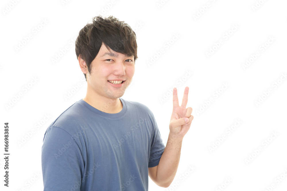 喜ぶ青年 喜ぶ青年