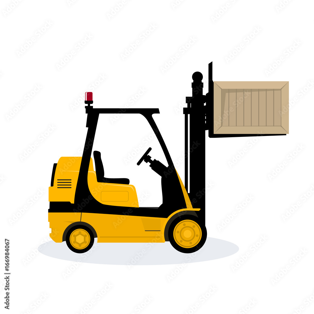 Yellow Forklift Truck Isolated on White Background, Vehicle Forklift ...