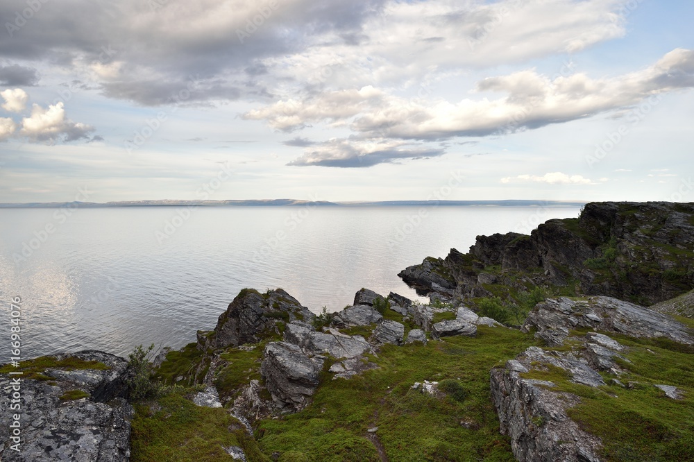 Barents sea with rocky landscape Norway