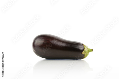 Fresh Eggplant Isolated On White Background With Reflection