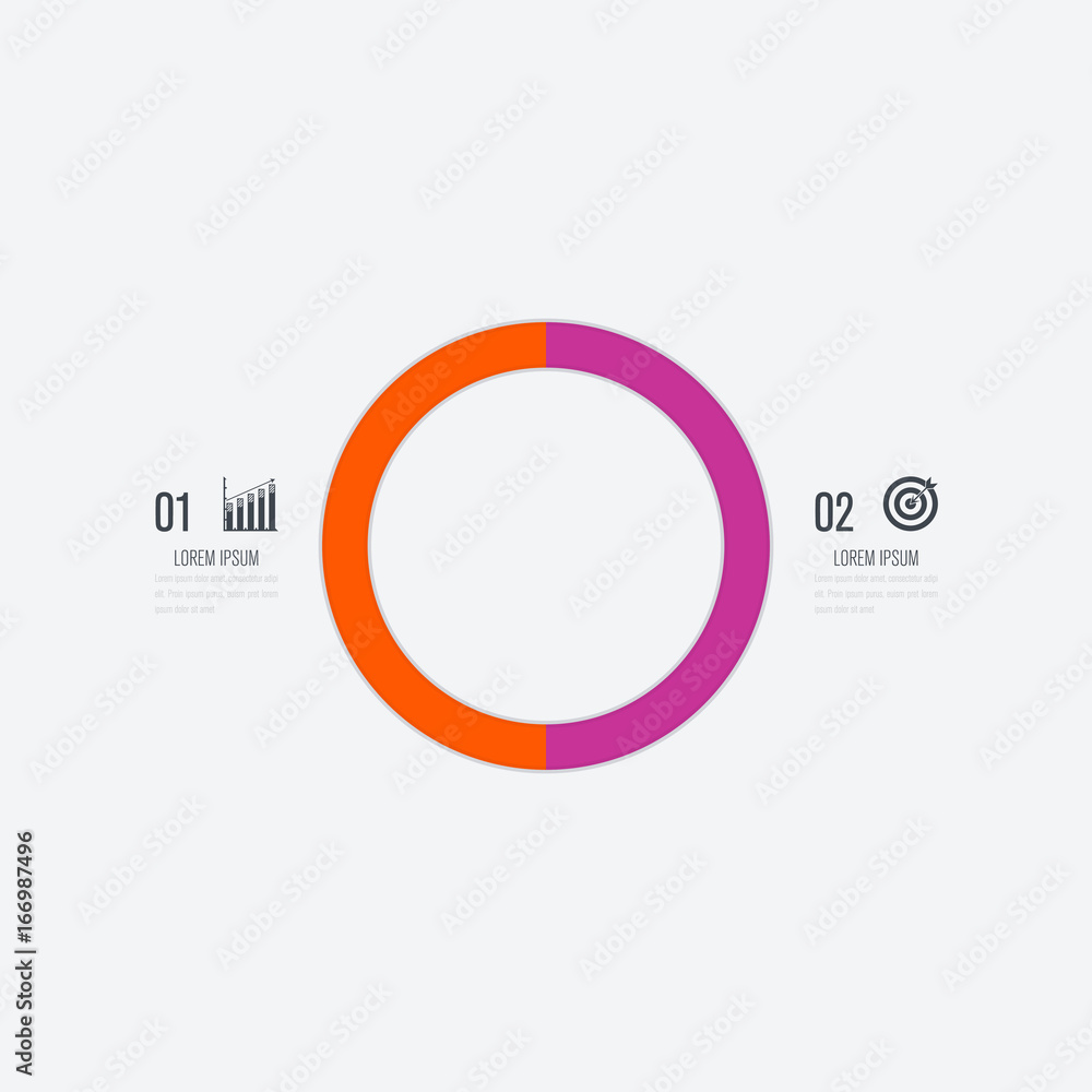 Infographics template 2 options with circle Infographics template 2 options with circle