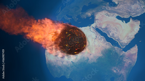 3D illustration of a meteorite burning up in the earth's mesosphere