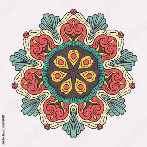 Flower Mandala Background with flat color style