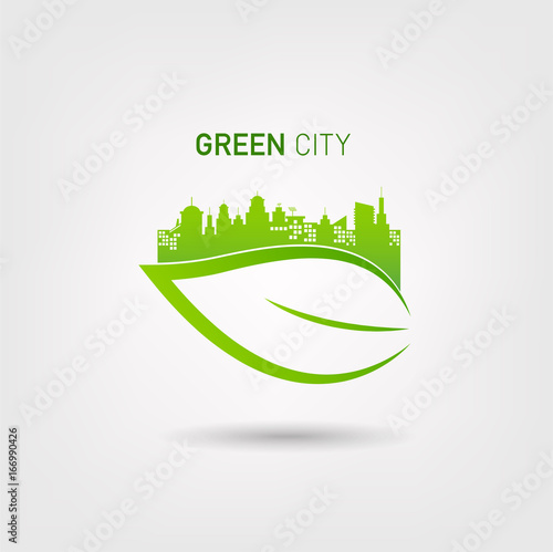 Eco friendly concept with Green city logo