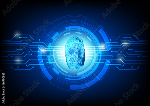 Fingerprint security and privacy system with technology electrical background