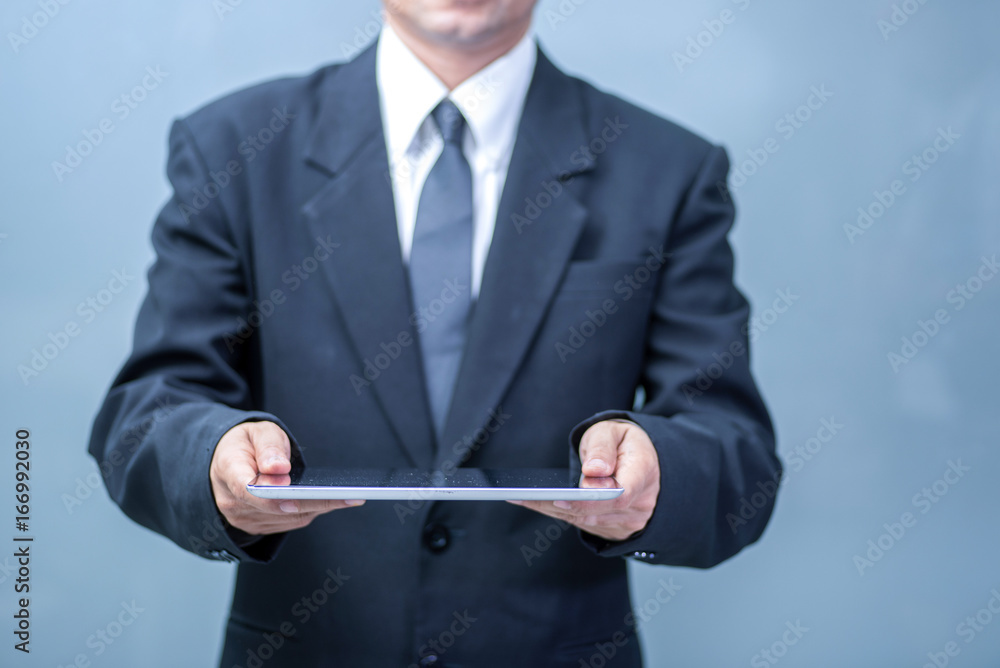 Business person working with modern virtual technology Business person working with modern virtual technology