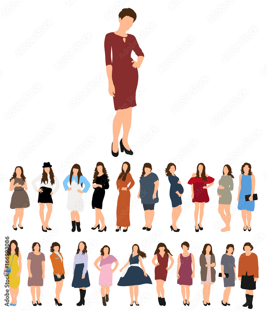 Obraz premium isolated silhouettes of girls, women