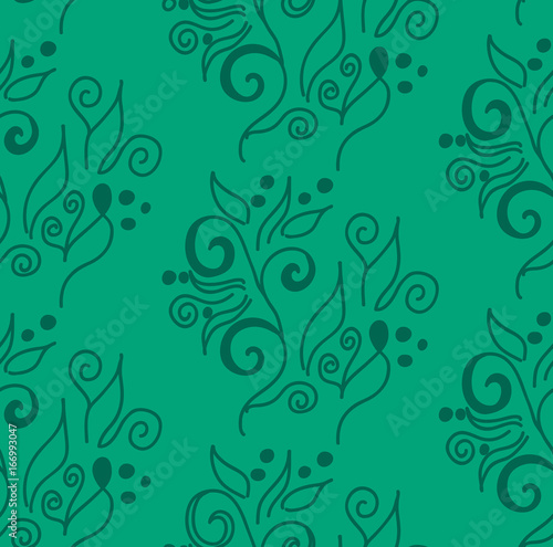 floral pattern on a green background, seamless