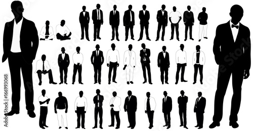  silhouettes set of people, men and women