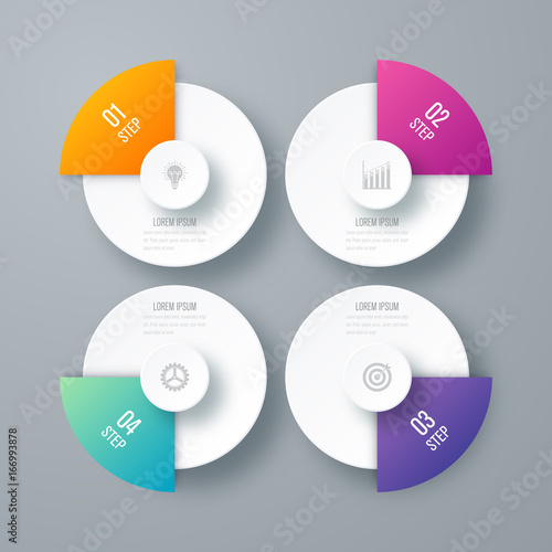 Infographics template four options with circle