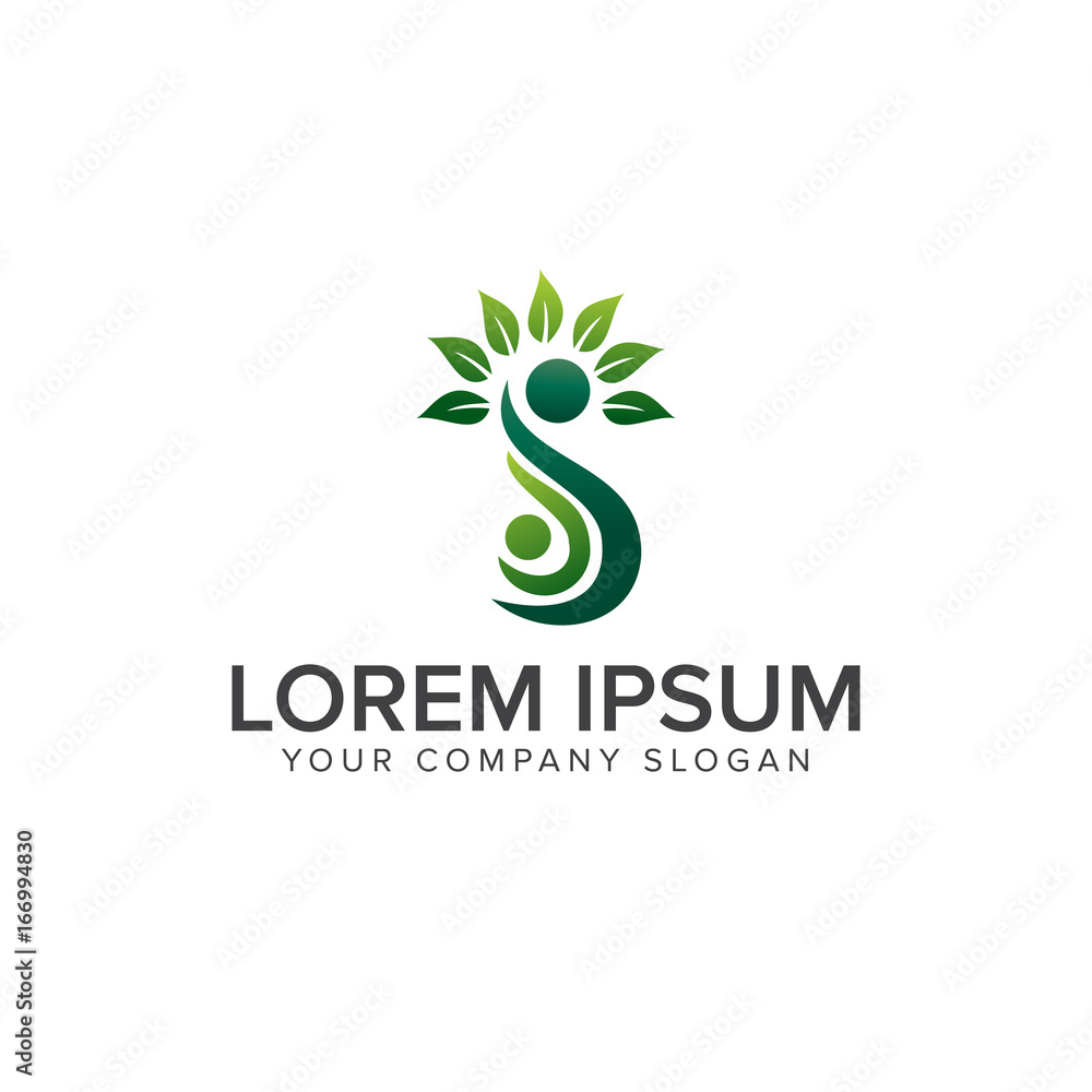 Obraz premium leaf people logo design concept template