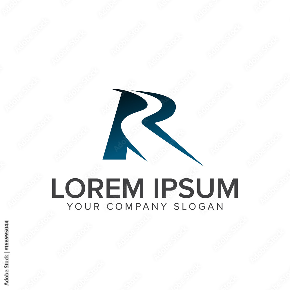 Road with Letter R logo design concept template Road with Letter R logo design concept template