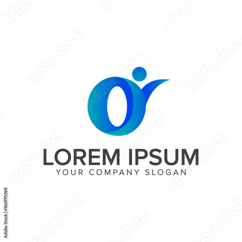 people with letter O logo design concept template
