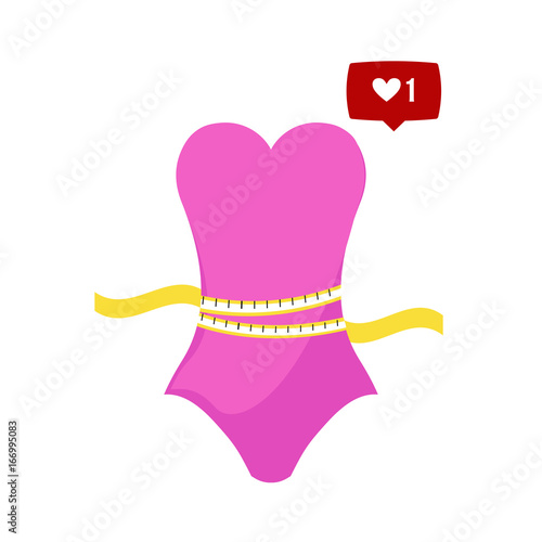 Hand drawn vector. Concept slimming symbol weight loss. Silhouette of sport girl with slender figure
