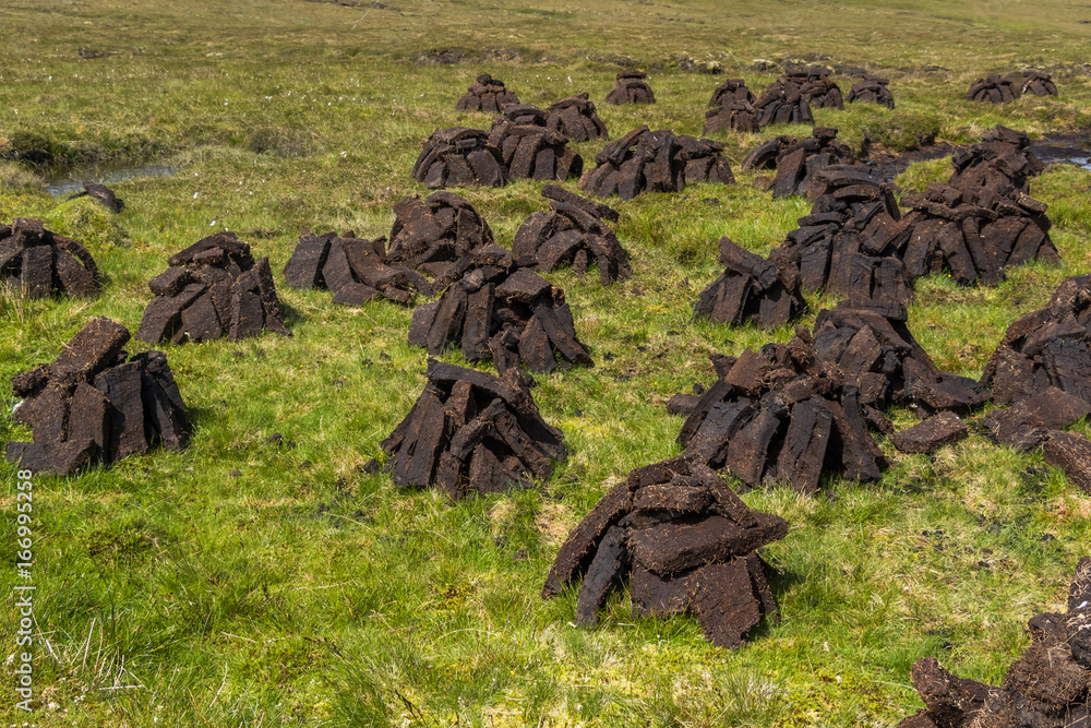 Fototapeta premium スコットランドの露天ピート採掘場 UK Scotland peat mining 