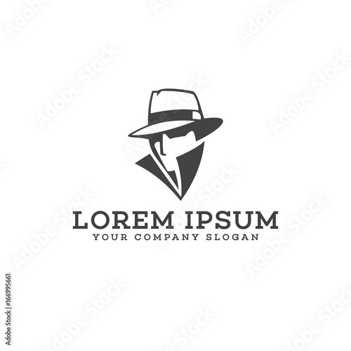 detective cowboy logo design concept template
