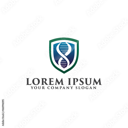 Medical Shield logo. Genetic logo design concept template