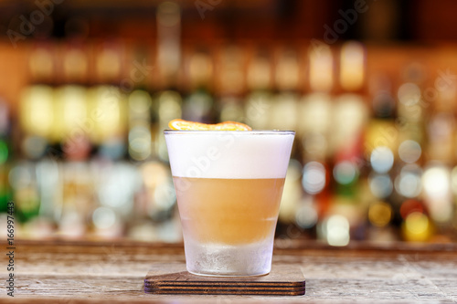 Lemon whiskey sour cocktail