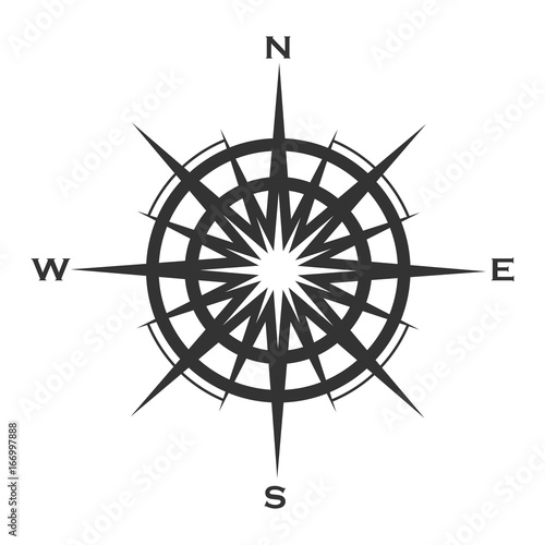 Compass rose icon isolated on white background. Wind rose vector illustration.