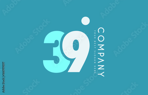 number 39 blue white cyan logo icon design
