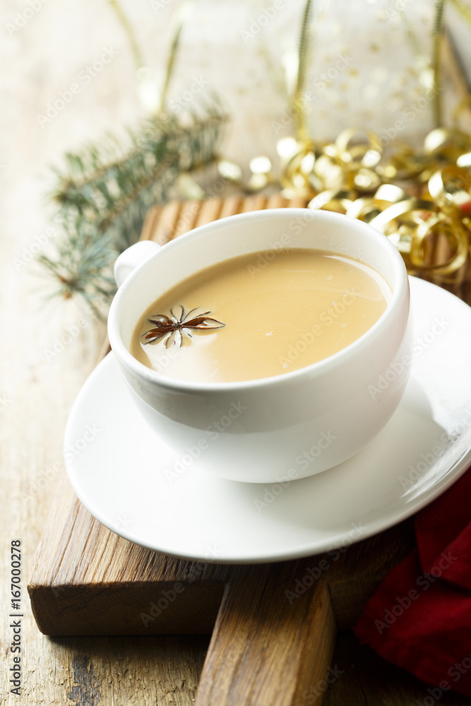 Homemade tea with milk or chai latte Homemade tea with milk or chai latte