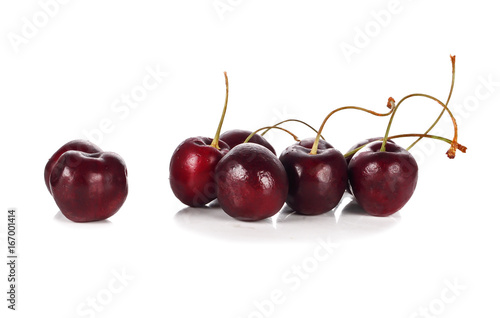 sweet cherries isolated on the white background