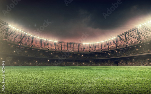 soccer field with green grass at night © TandemBranding