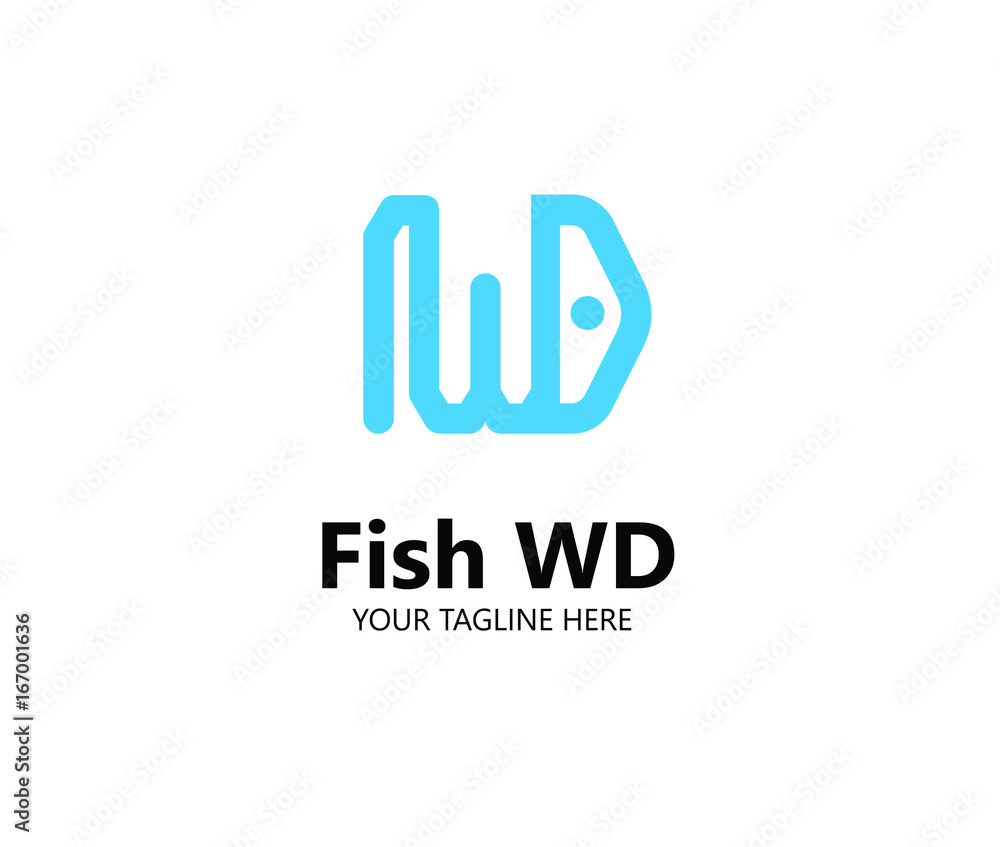 The logo of the letter w and d resembles a fish The logo of the letter w and d resembles a fish
