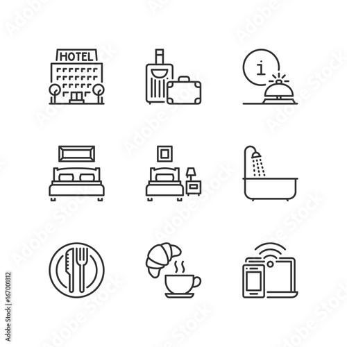 Outline icons. Hotel