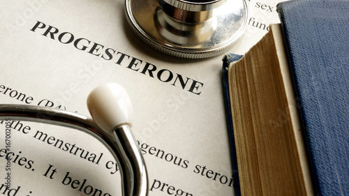 Progesterone written on a page. Hormones concept. photo