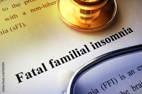 Cuadro en lienzo Page of book with title Fatal familial insomnia.