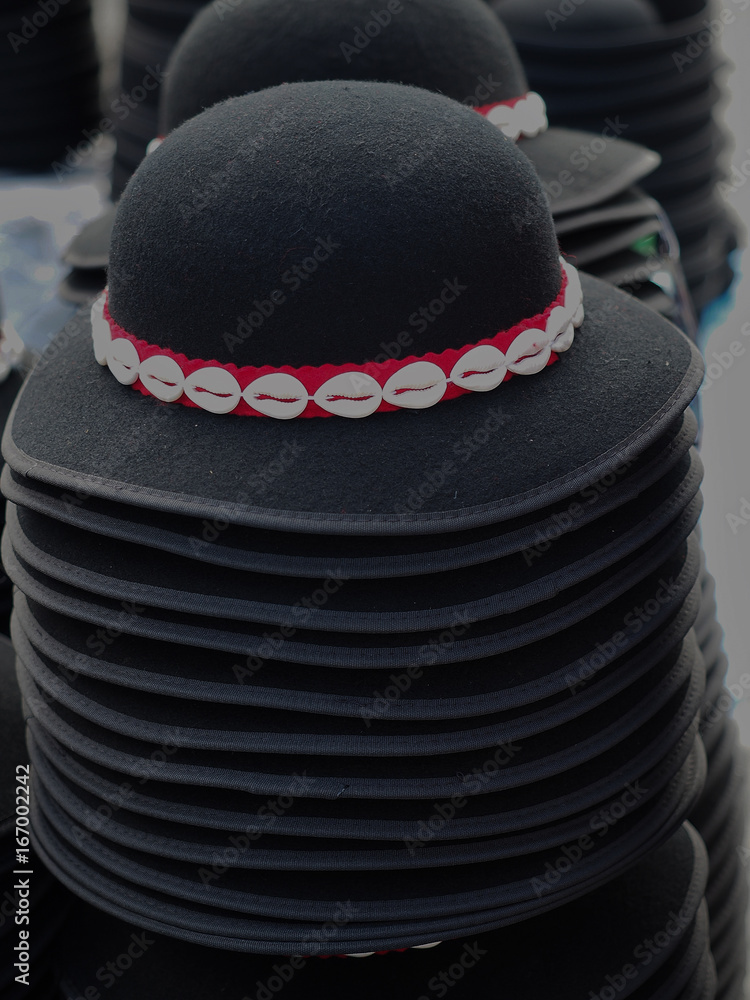 Pile of traditional hats of Gorals. Ethnic group from northern Slovakia.