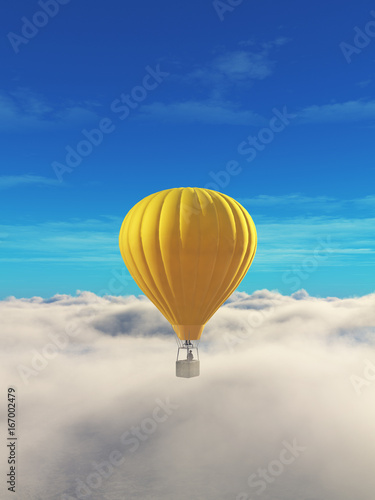 Man in a hot air balloon yellow