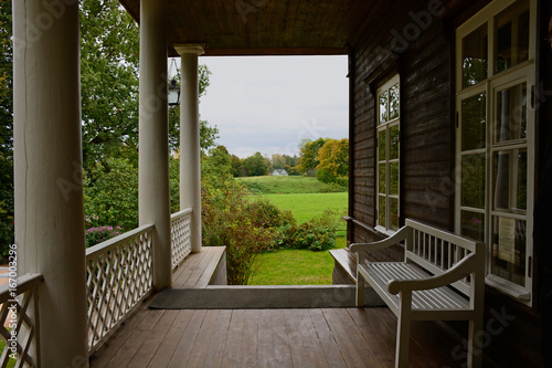 Autumn porch, rural landscape