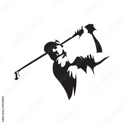 Golfer abstract silhouette, front view. Golf logo