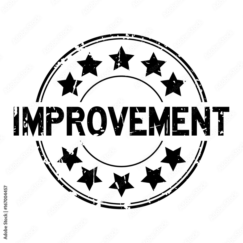 Grunge black improvement with star icon round rubber seal stamp on white background Grunge black improvement with star icon round rubber seal stamp on white background