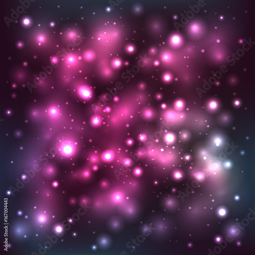 Abstract vector background with space and stardust. Beautiful neon background with glowing lights, postcard, invitation, poster, picture, card