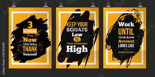 Success poster set for wall. Business Motivation Quote set Concept. EPS10