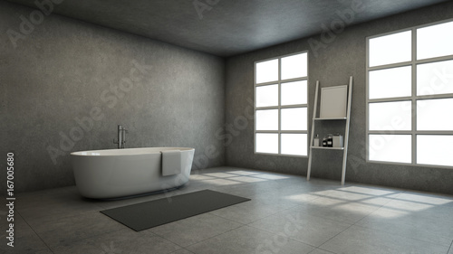 Bathroom design Modern   Loft in House Material concrete -3D render