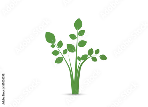 green tree silhouette isolated on white background  vector