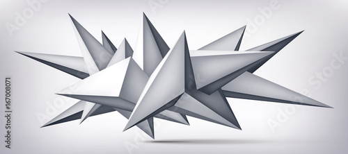 Volume geometric shape, 3d levitation crystal, creative low polygons object, vector design origami form