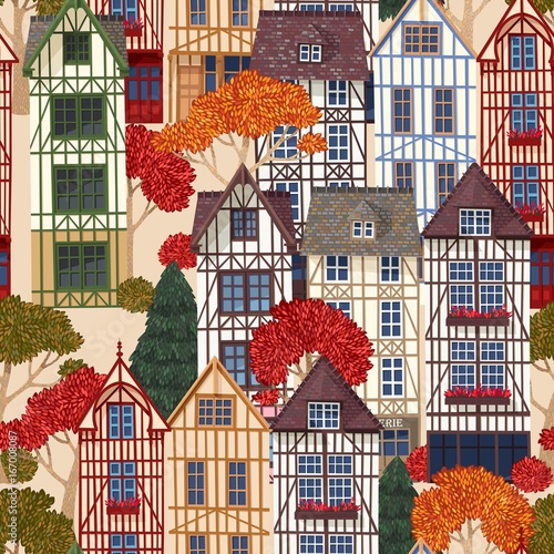 Old town seamless pattern