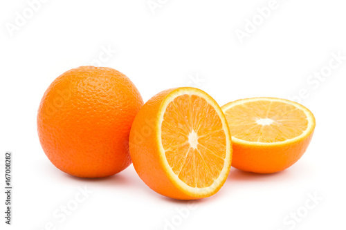 Juicy oranges on a white background